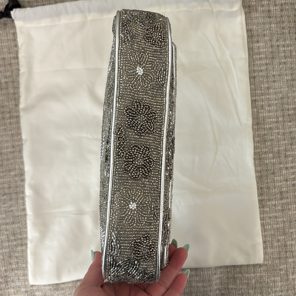 STAUD Tommy Beaded Flap Shoulder Bag (NWOT) - Silver Garden Party - Picture 9 of 13